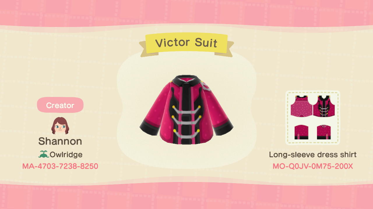 Animal Crossing Design Code: MO-Q0JV-0M75-200X Victor’s Suit