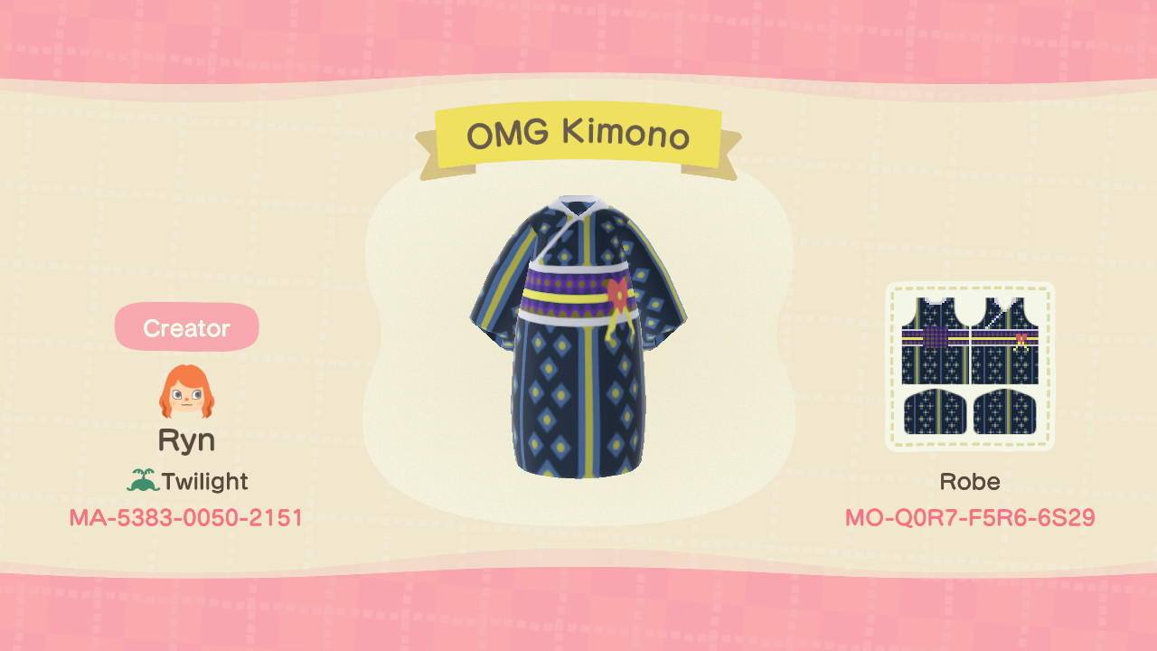 Animal Crossing Design Code: MO-Q0R7-F5R6-6S29 OMG Kimono