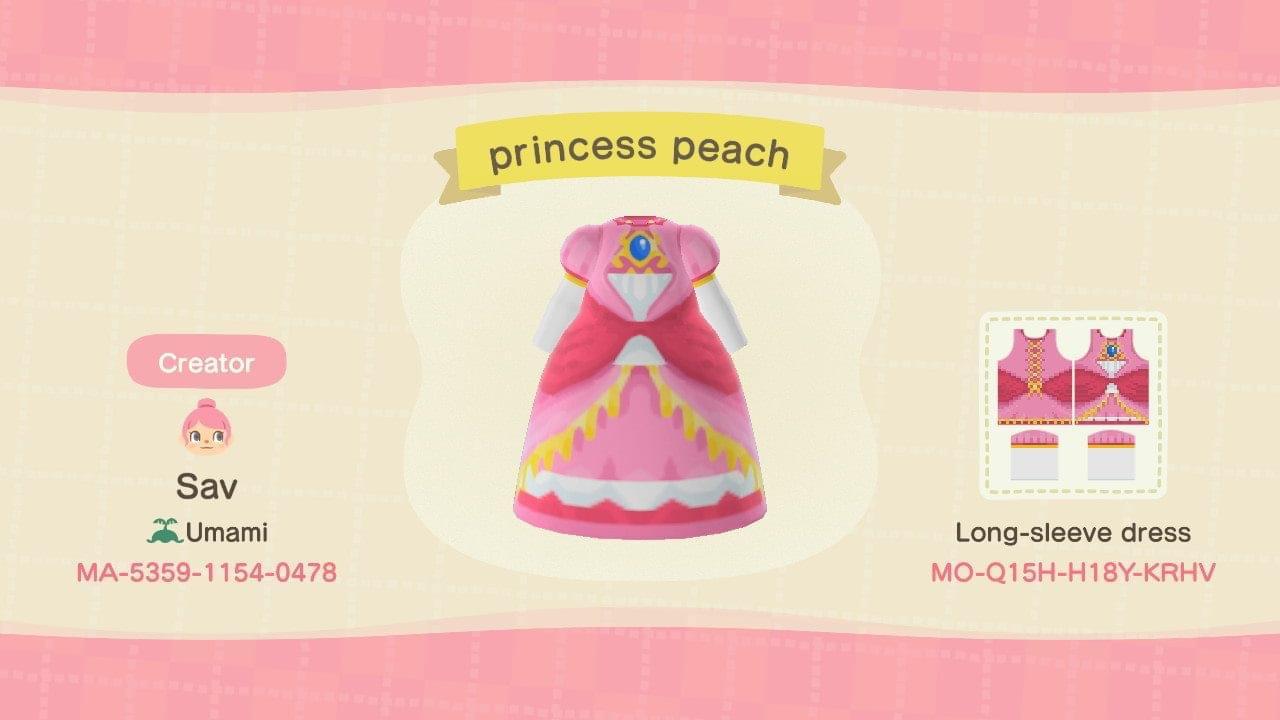 Animal Crossing Design Code: MO-Q15H-H18Y-KRHV Princess Peach