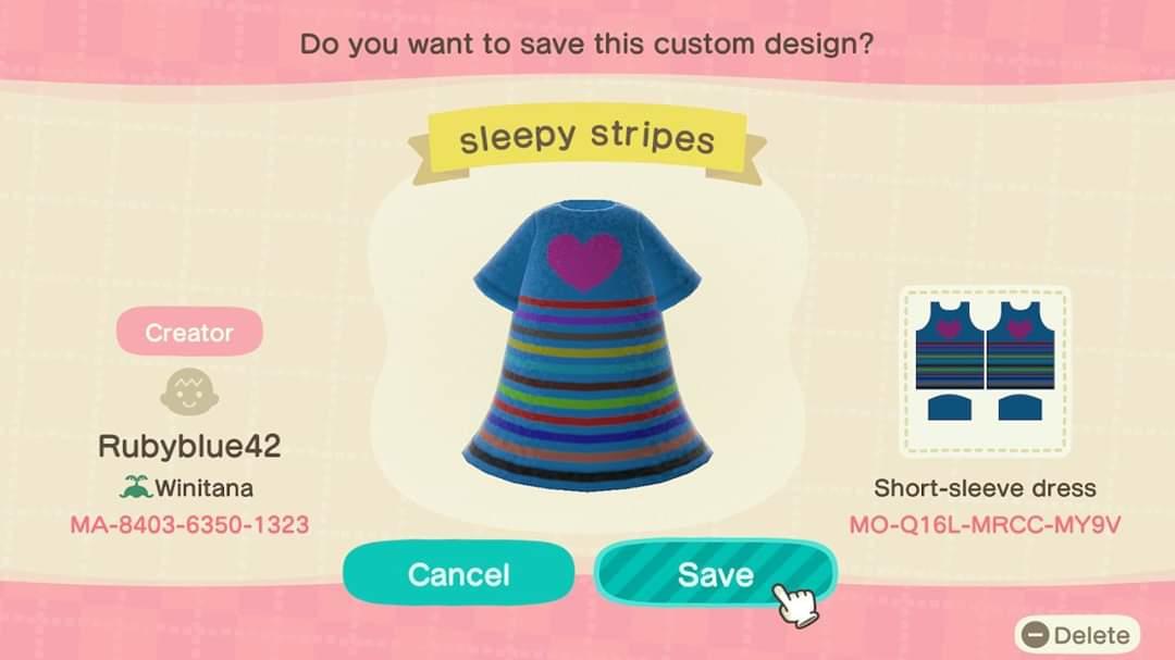 Animal Crossing Design Code: MO-Q16L-MRCC-MY9V Sleepy Stripes
