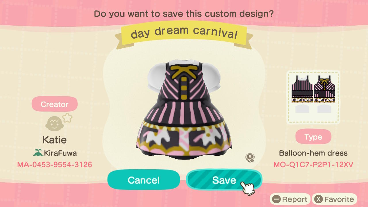 Animal Crossing Design Code: MO-Q1C7-P2P1-12XV Day Dream Carnival
