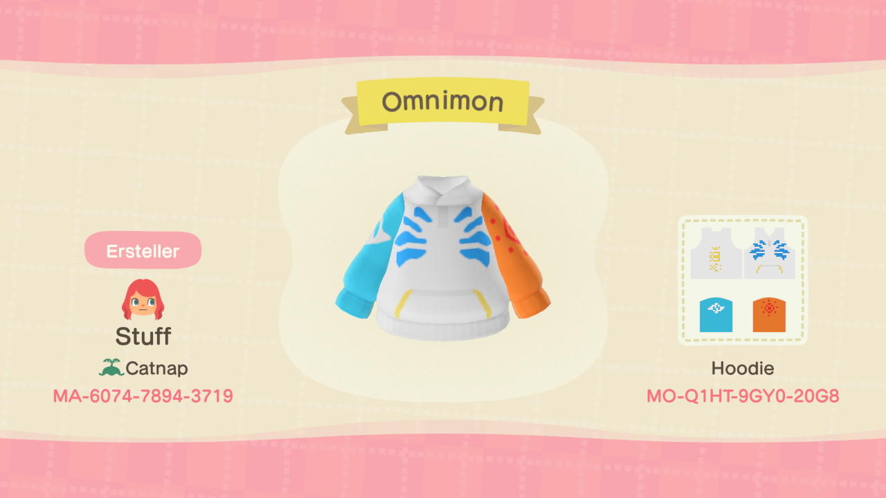 Animal Crossing Design Code: MO-Q1HT-9GY0-20G8 Digimon Hoodie