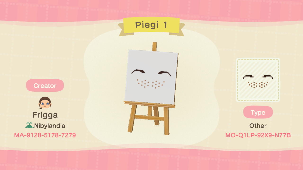 Animal Crossing Design Code: MO-Q1LP-92X9-N77B Freckles&Eyebrows 1