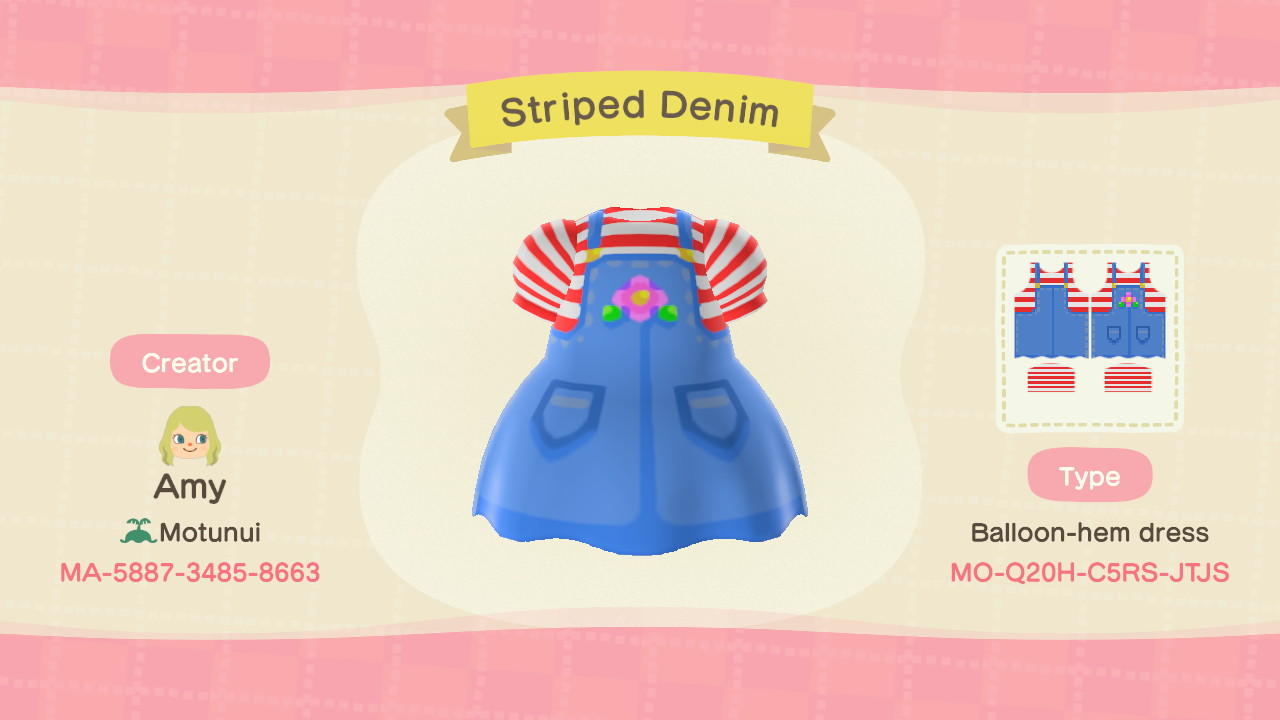 Animal Crossing Design Code: MO-Q20H-C5RS-JTJS Striped Denim