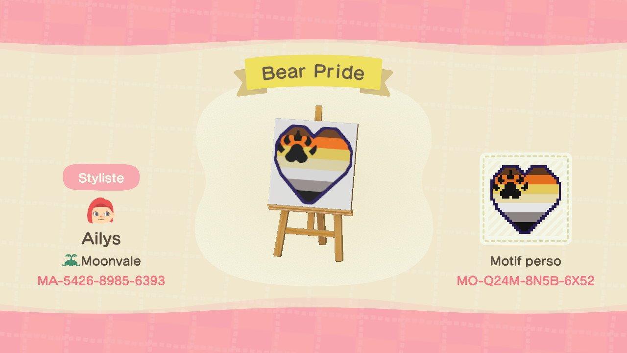 Animal Crossing Design Code: MO-Q24M-8N5B-6X52 Bear Pride Heart