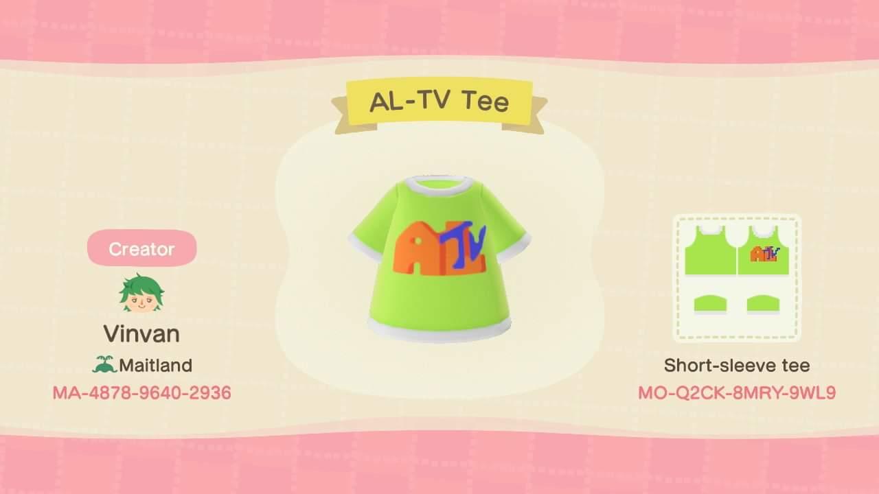 Animal Crossing Design Code: MO-Q2CK-8MRY-9WL9 AL-TV Tee