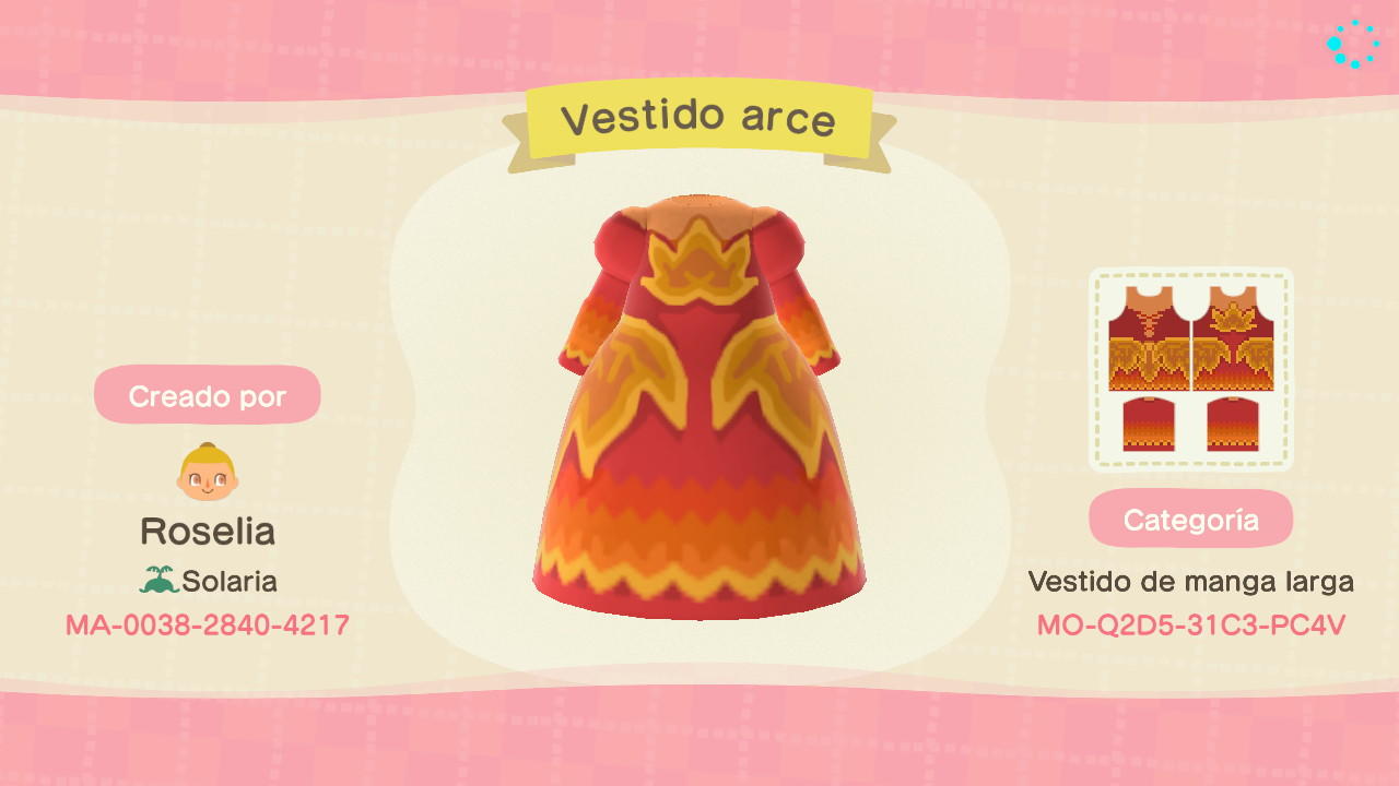 Animal Crossing Design Code: MO-Q2D5-31C3-PC4V Vestido arce
