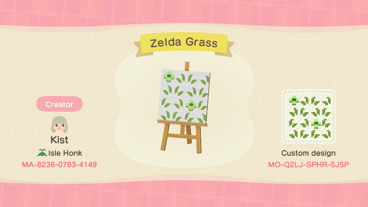 Animal Crossing Design Code: MO-Q2LJ-SPHR-5J5P Zelda Grass