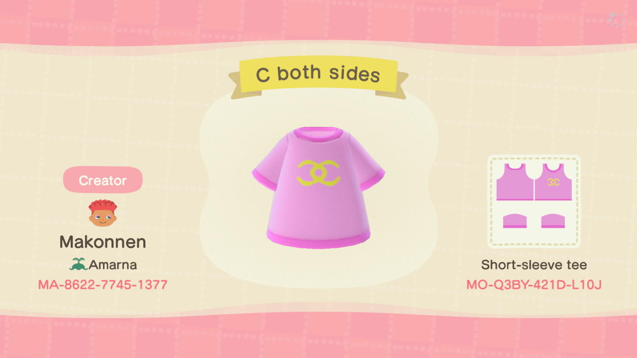 Animal Crossing Design Code: MO-Q3BY-421D-L10J C both sides