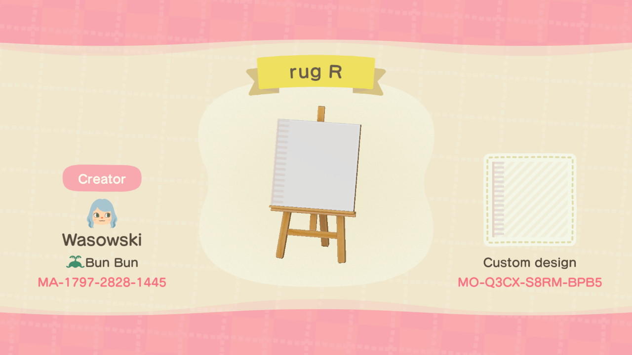 Animal Crossing Design Code: MO-Q3CX-S8RM-BPB5 rug R