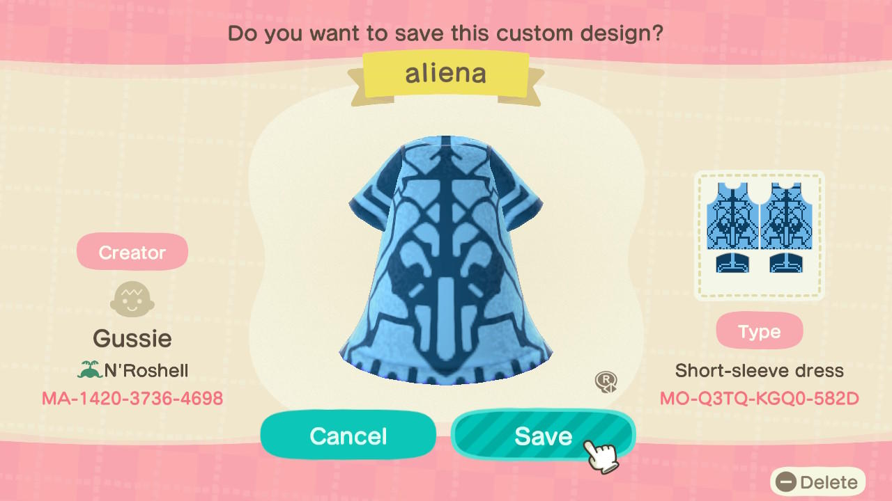 Animal Crossing Design Code: MO-Q3TQ-KGQ0-582D Aliena Africa BL BL