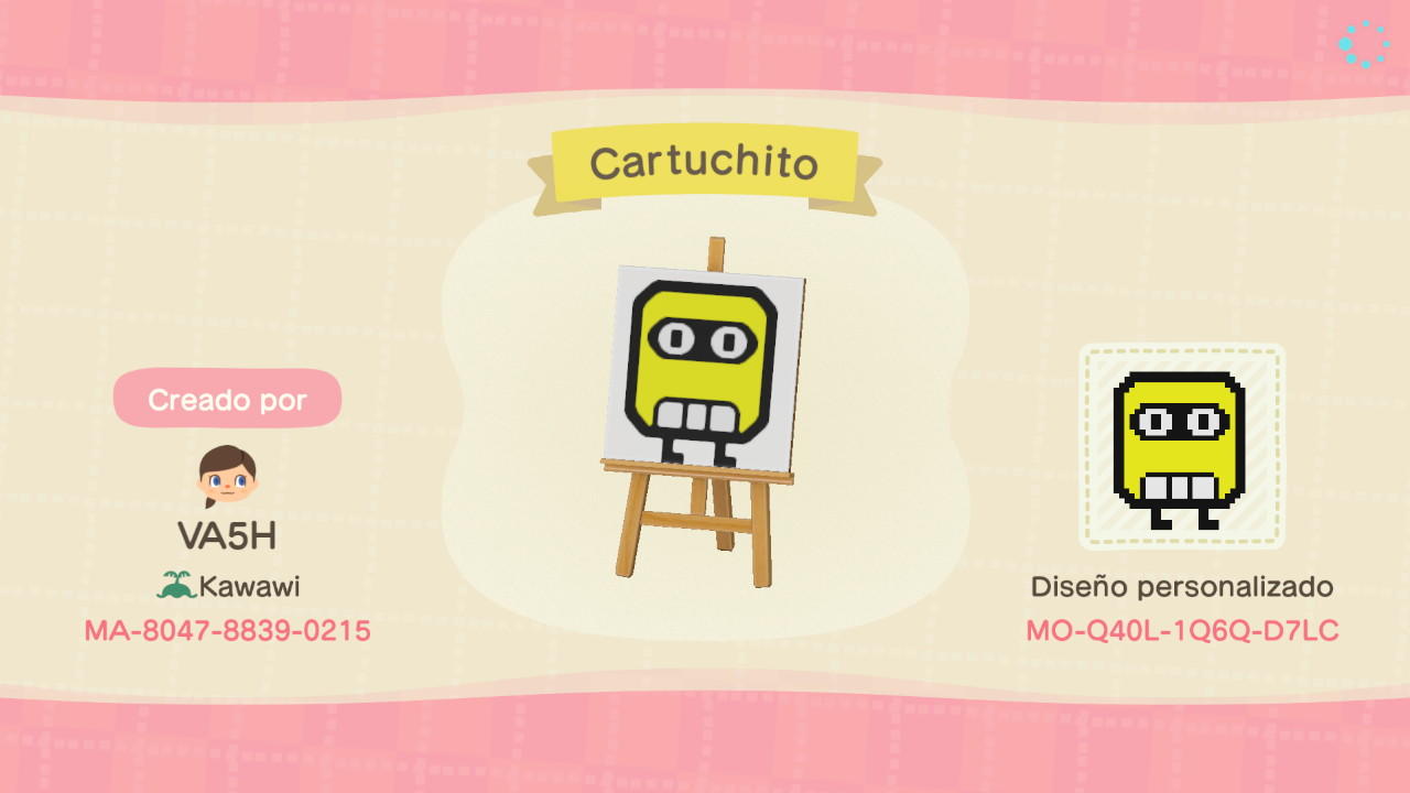 Animal Crossing Design Code: MO-Q40L-1Q6Q-D7LC Cartuchito