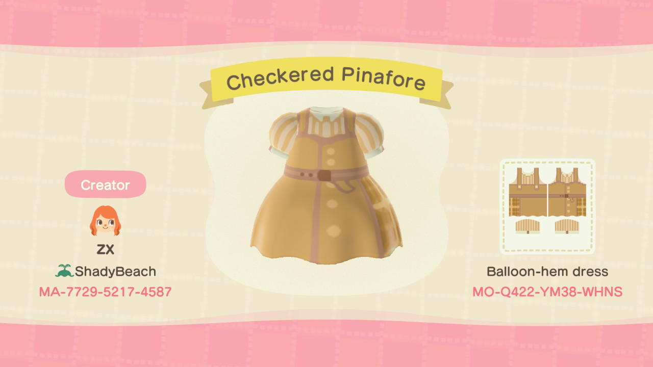 Animal Crossing Design Code: MO-Q422-YM38-WHNS Checkered Pinafore