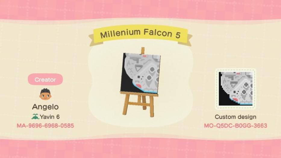 Animal Crossing Design Code: MO-Q5DC-B0GG-3663 Millennium Falcon 5