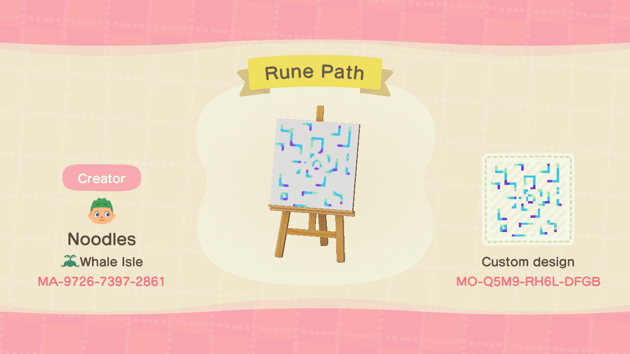 Animal Crossing Design Code: MO-Q5M9-RH6L-DFGB Rune Path 1