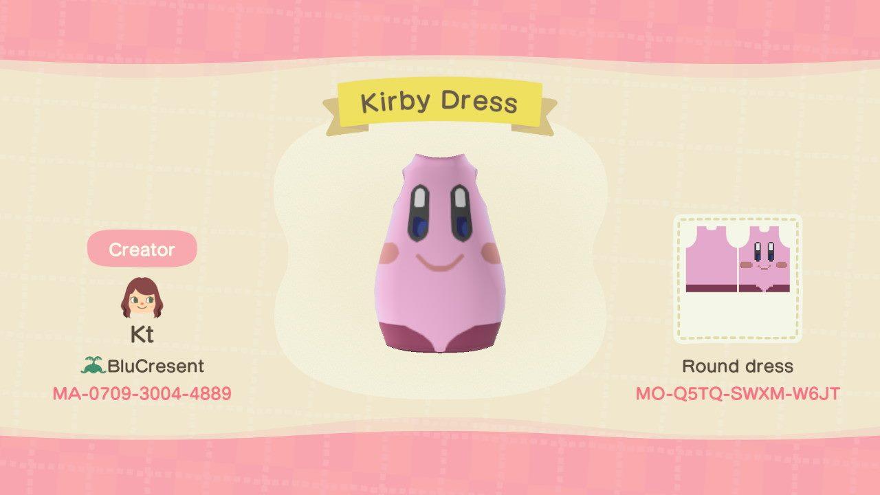 Animal Crossing Design Code: MO-Q5TQ-SWXM-W6JT Kirby Dress