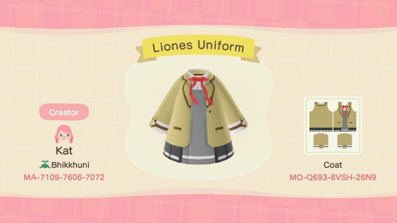 Animal Crossing Design Code: MO-Q693-6VSH-26N9 Liones Uniform