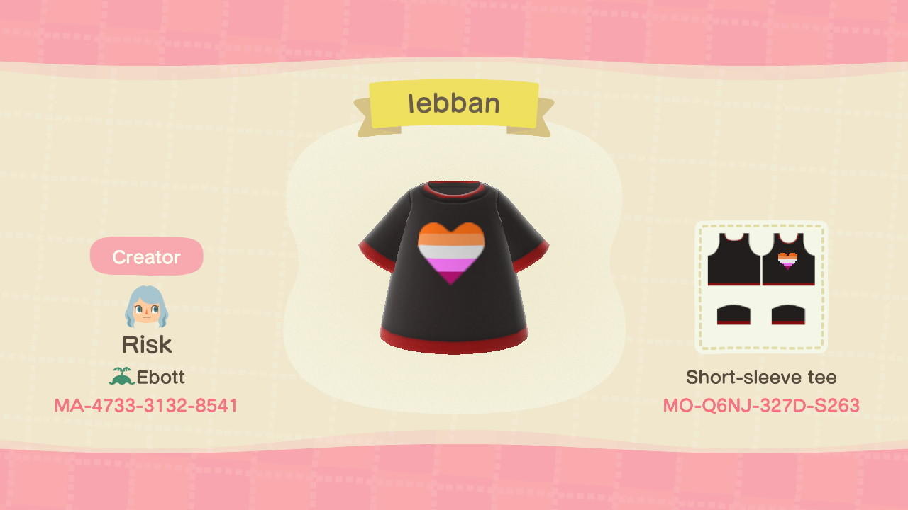 Animal Crossing Design Code: MO-Q6NJ-327D-S263 lesbian pride heart