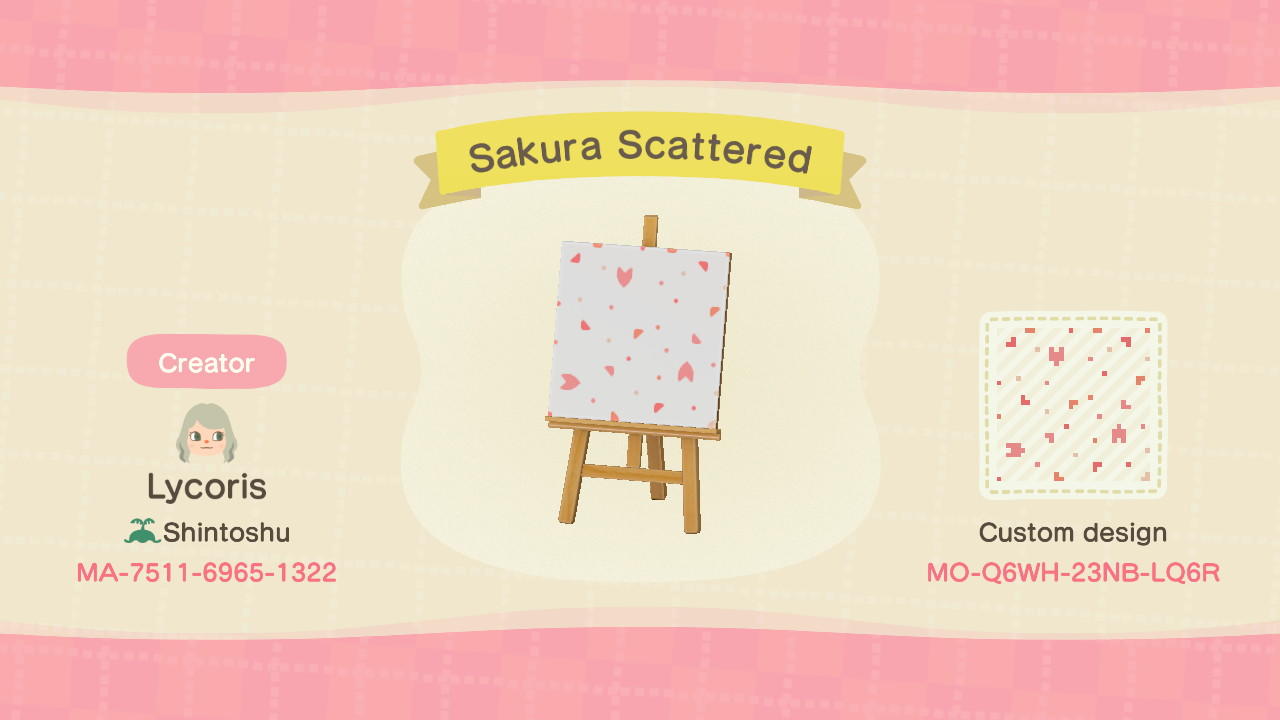 Animal Crossing Design Code: MO-Q6WH-23NB-LQ6R Sakura Scattered