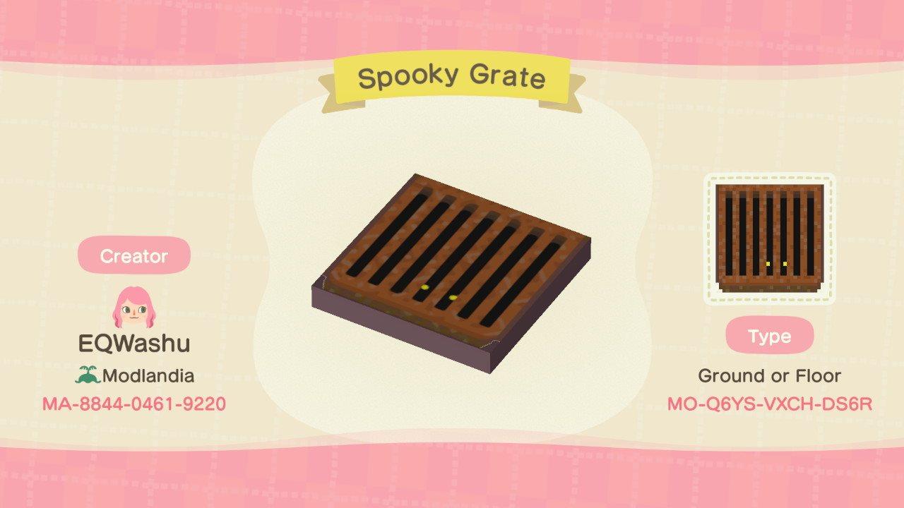 Animal Crossing Design Code: MO-Q6YS-VXCH-DS6R Spooky Grate