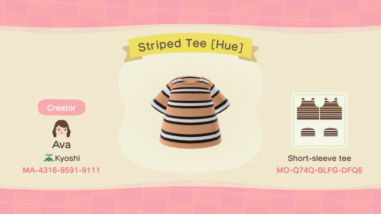Animal Crossing Design Code: MO-Q74Q-BLFG-DFQ6 Striped Tee [Hue]