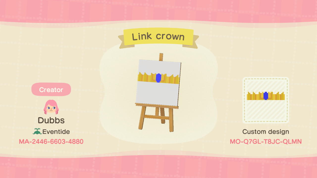 Animal Crossing Design Code: MO-Q7GL-T8JC-QLMN Female Link crown