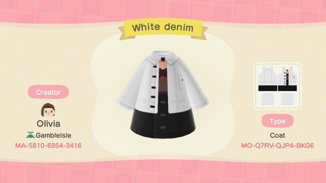 Animal Crossing Design Code: MO-Q7RV-QJP4-BKG6 White denim