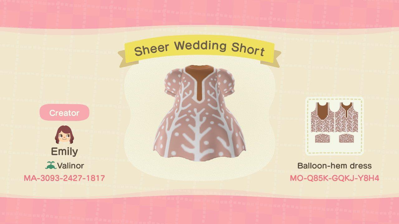 Animal Crossing Design Code: MO-Q85K-GQKJ-Y8H4 Sheer Wedding Short