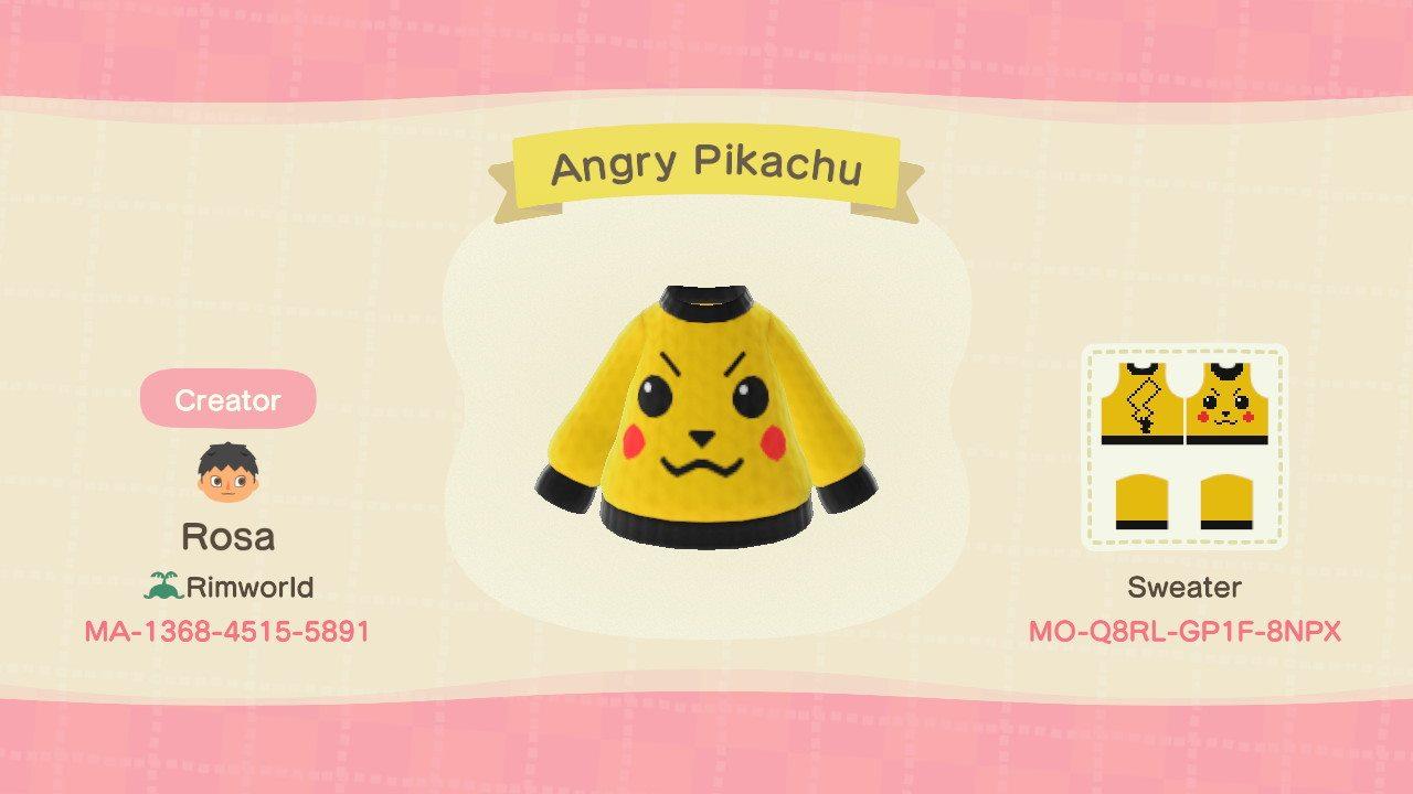 Animal Crossing Design Code: MO-Q8RL-GP1F-8NPX Angry Pikachu