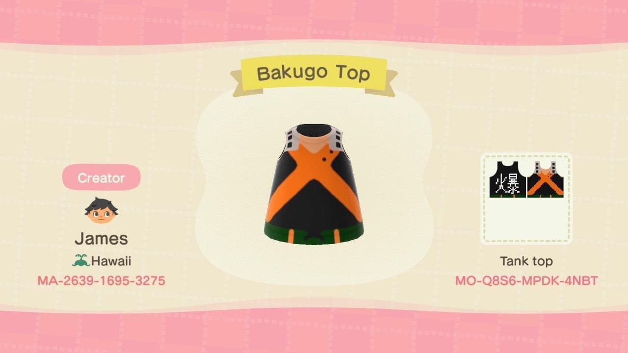 Animal Crossing Design Code: MO-Q8S6-MPDK-4NBT Bakugo Top