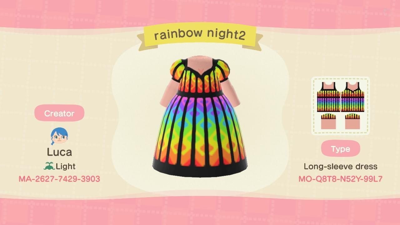 Animal Crossing Design Code: MO-Q8T8-N52Y-99L7 Rainbow night 2