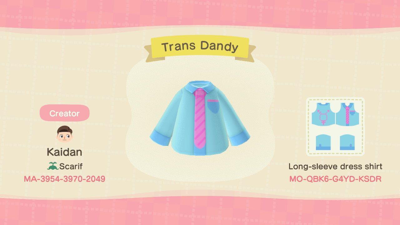 Animal Crossing Design Code: MO-QBK6-G4YD-KSDR Trans Dandy