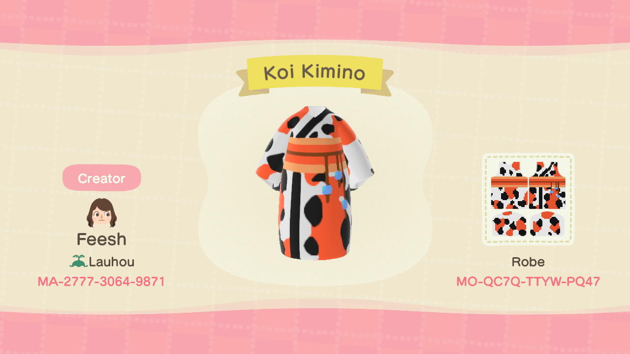 Animal Crossing Design Code: MO-QC7Q-TTYW-PQ47 Koi Kimono