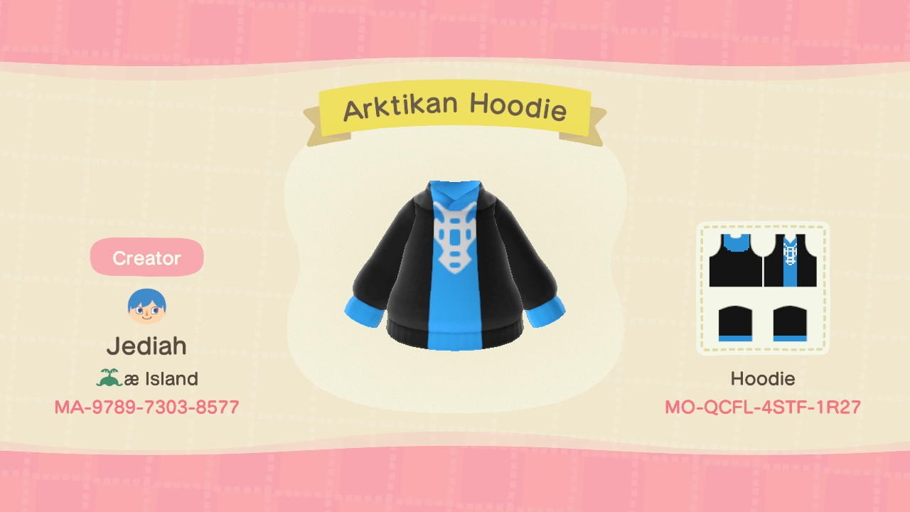 Animal Crossing Design Code: MO-QCFL-4STF-1R27 Arktikan Hoodie