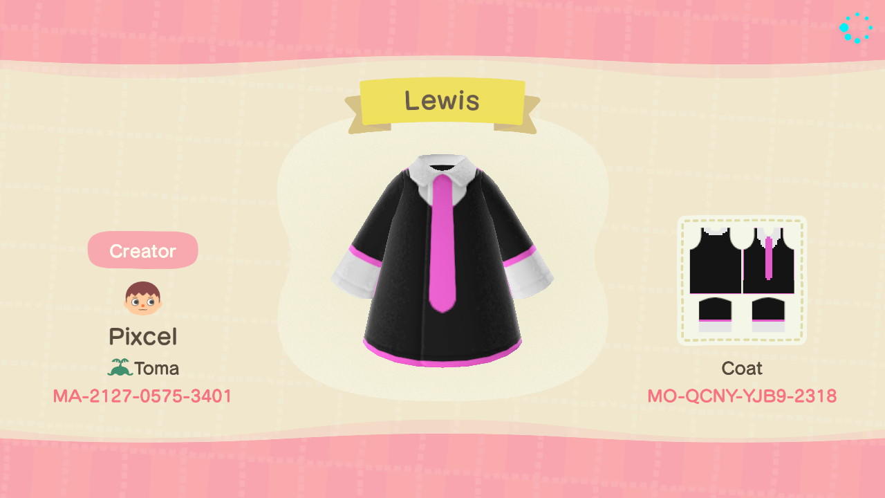 Animal Crossing Design Code: MO-QCNY-YJB9-2318 Lewis