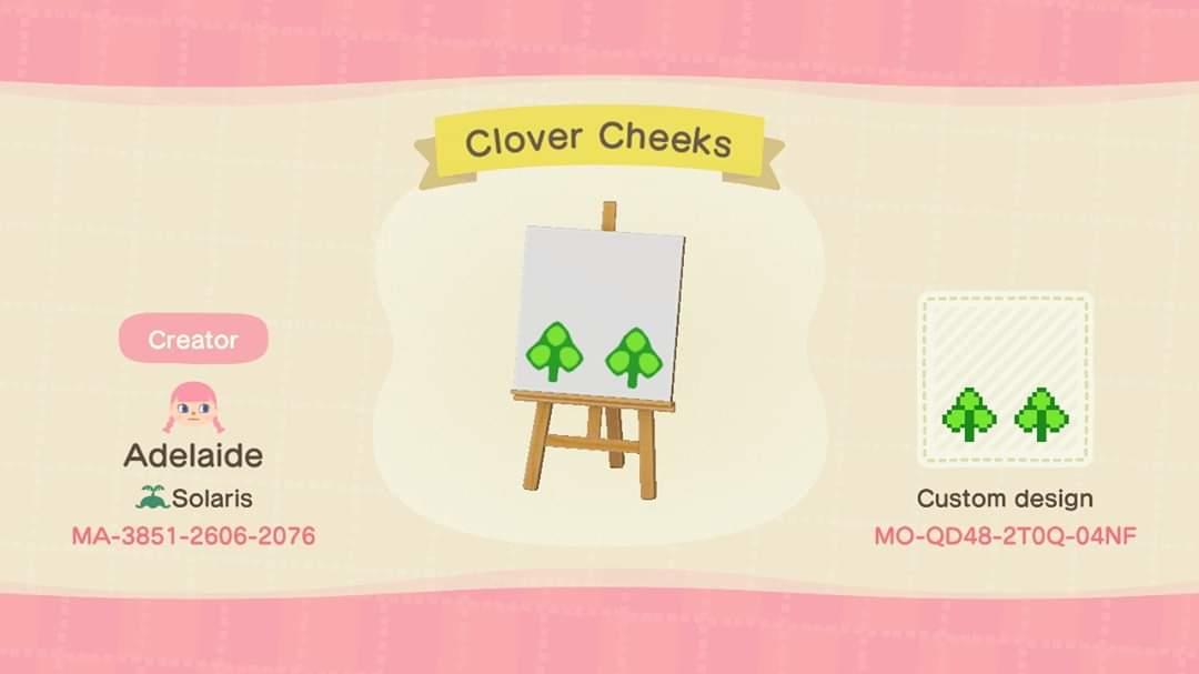 Animal Crossing Design Code: MO-QD48-2T0Q-04NF Clover Face Paint