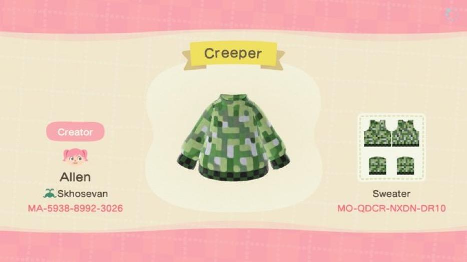 Animal Crossing Design Code: MO-QDCR-NXDN-DR10 Creeper