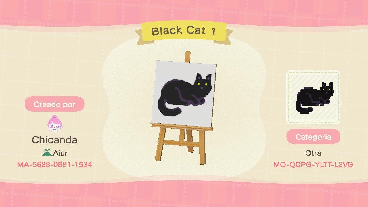 Animal Crossing Design Code: MO-QDPG-YLTT-L2VG Black Cat 1