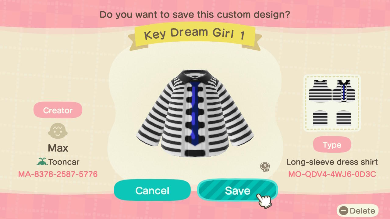 Animal Crossing Design Code: MO-QDV4-4WJ6-0D3C SHINee Key DG1
