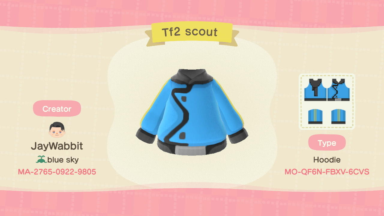 Animal Crossing Design Code: MO-QF6N-FBXV-6CVS Tf2 scout blue