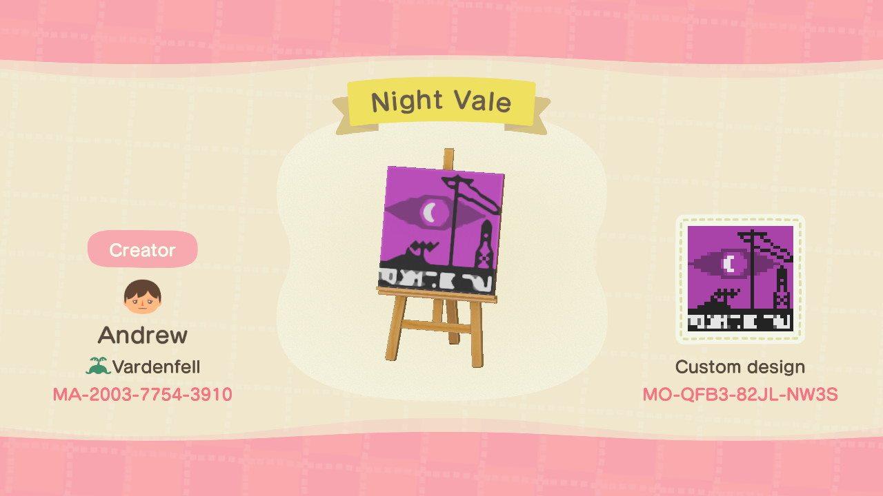 Animal Crossing Design Code: MO-QFB3-82JL-NW3S Night Vale
