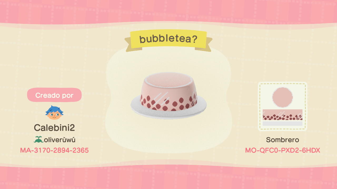Animal Crossing Design Code: MO-QFC0-PXD2-6HDX bubbletea?