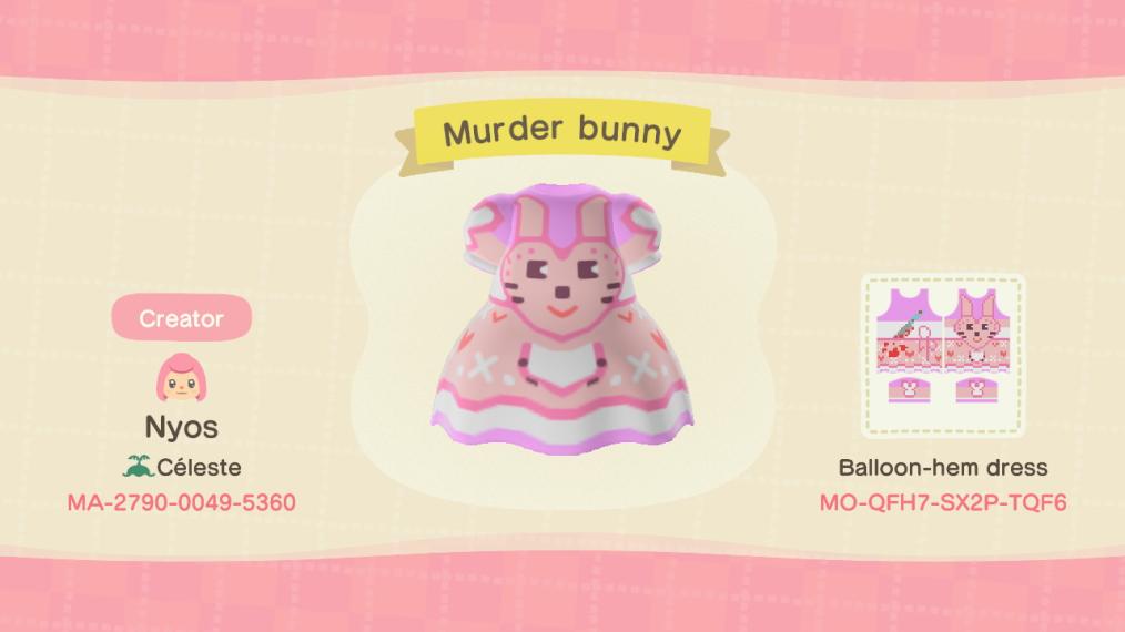 Animal Crossing Design Code: MO-QFH7-SX2P-TQF6 Murder Bunny