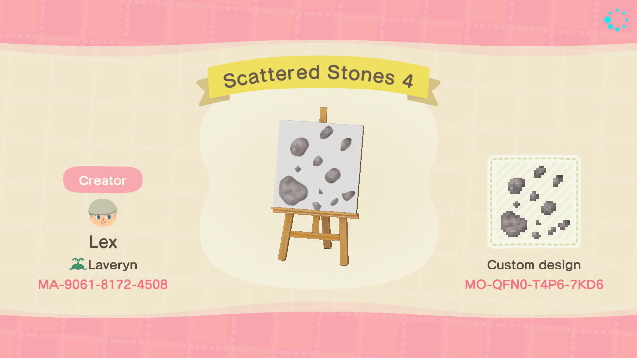 Animal Crossing Design Code: MO-QFN0-T4P6-7KD6 Scattered Stones 4