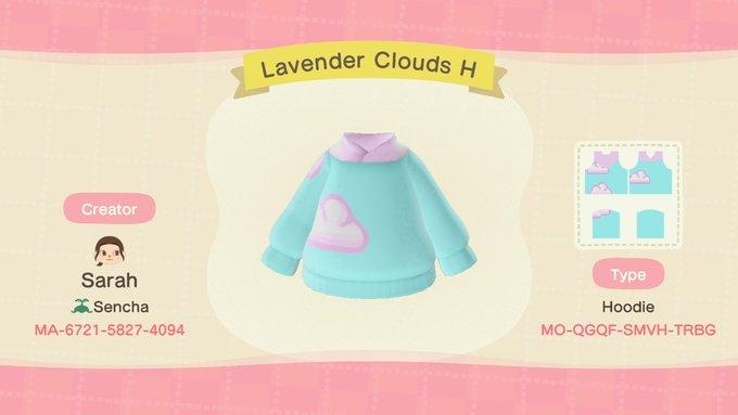 Animal Crossing Design Code: MO-QGQF-SMVH-TRBG Lavender Clouds H