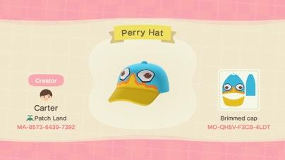 Animal Crossing Design Code: MO-QH5V-F3CB-4LDT (P&F) Perry Cap
