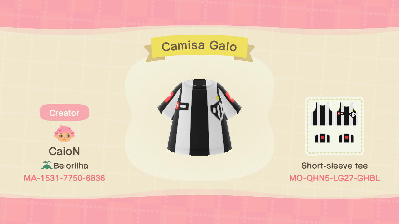 Animal Crossing Design Code: MO-QHN5-LG27-GHBL Camisa Galo