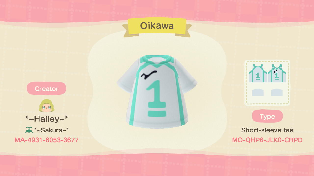 Animal Crossing Design Code: MO-QHP6-JLK0-CRPD Oikawa