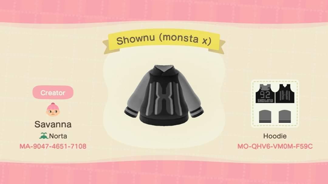 Animal Crossing Design Code: MO-QHV6-VM0M-F59C Shownu (Monsta X)