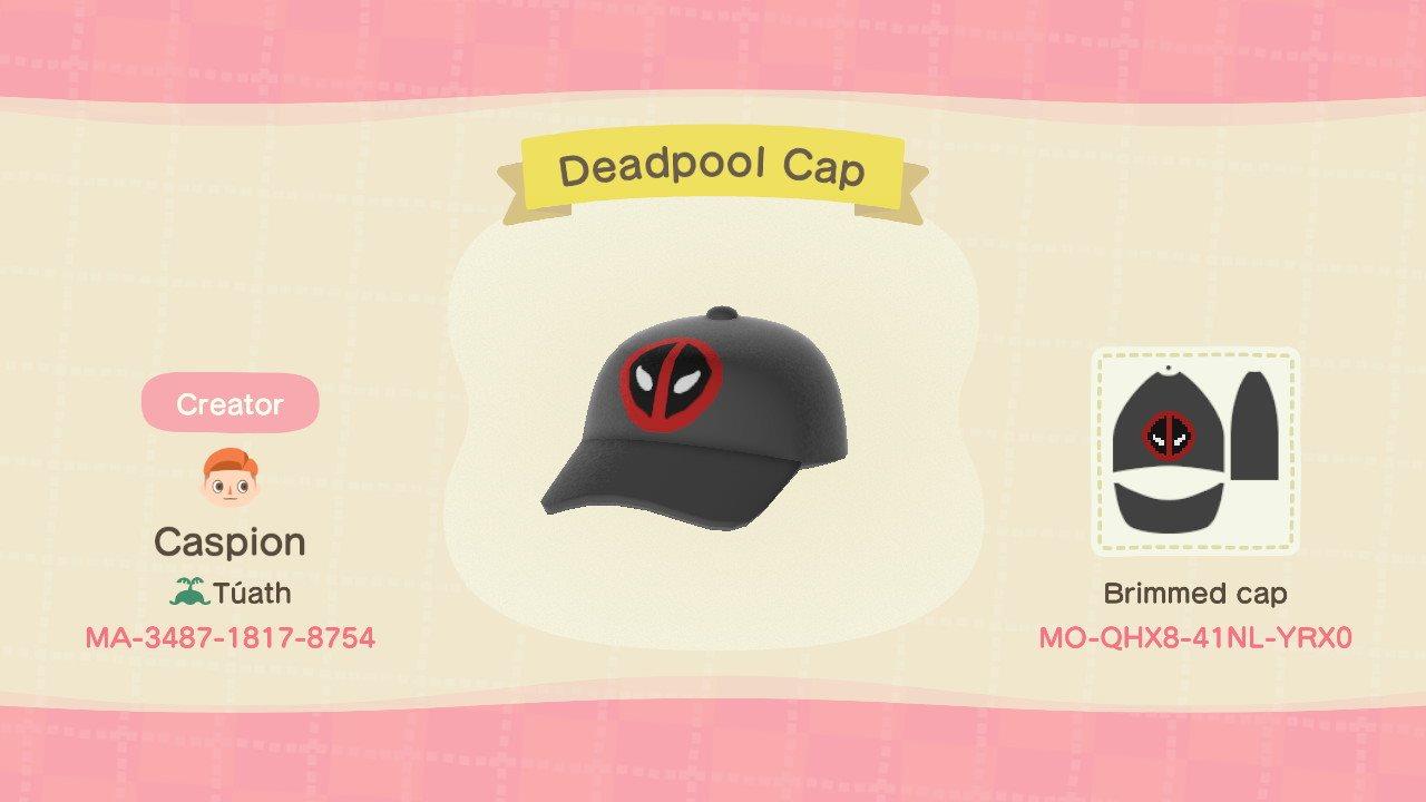 Animal Crossing Design Code: MO-QHX8-41NL-YRX0 Deadpool Cap